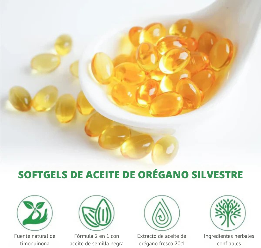 ACEITE DE OREGANO EN SOFTGELS CON SEMILLA NEGRA | Elimina Hongos, Bacterias y Desinflama tu Cuerpo 🛡️