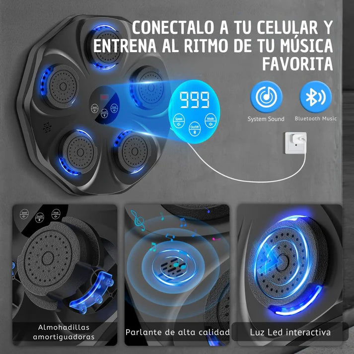 BoxBeat | Tablero de Boxeo Musical Inteligente + Guantes GRATIS – Entrena, Diviértete y Quema Energía