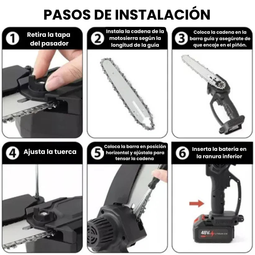 Mini Motosierra 6" Electrica + 2 baterias Recargables