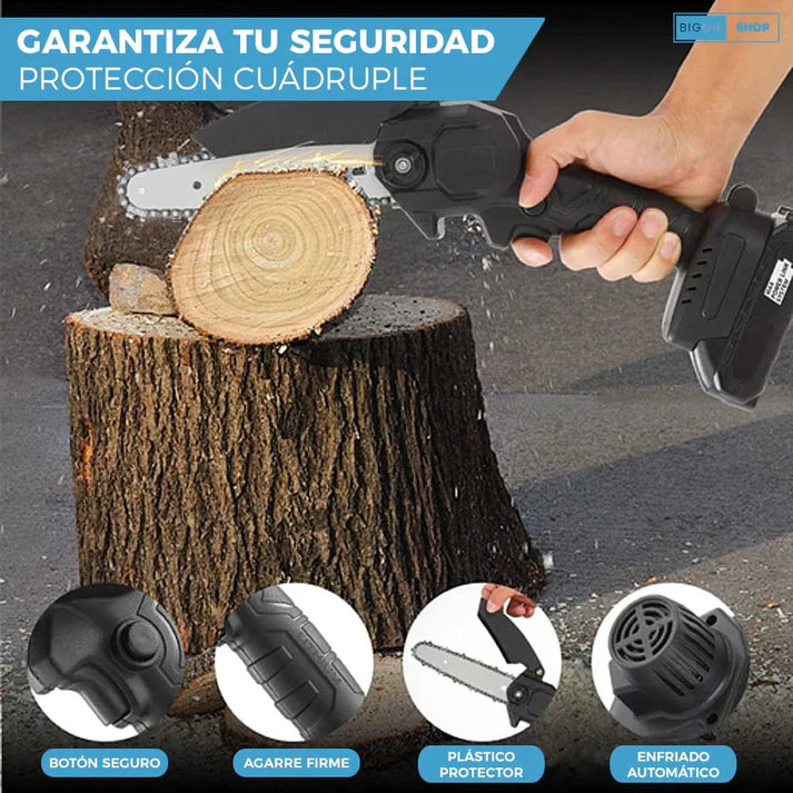 Mini Motosierra 6" Electrica + 2 baterias Recargables